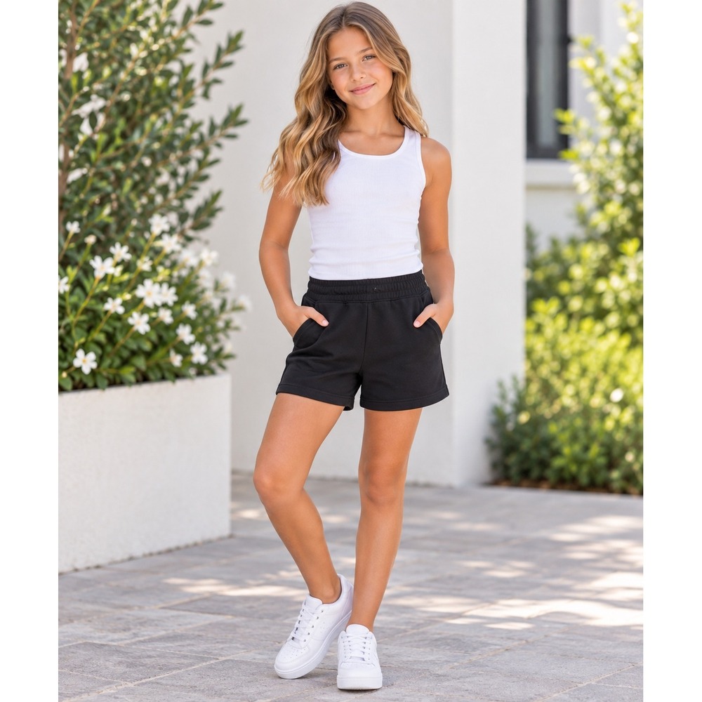 Cat & Jack Girls Shorts Black Cotton Blend Jersey Athletic Pull On Size M 7/8 - Picture 1 of 8